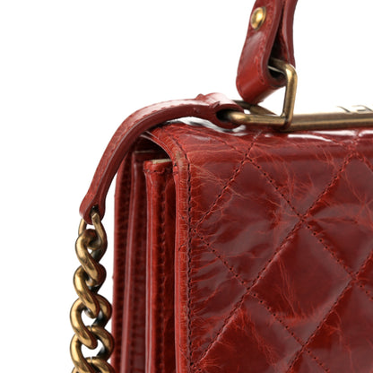 Chanel Glazed Calfskin Quilted Rita Top Handle Flap Red 13 of 15