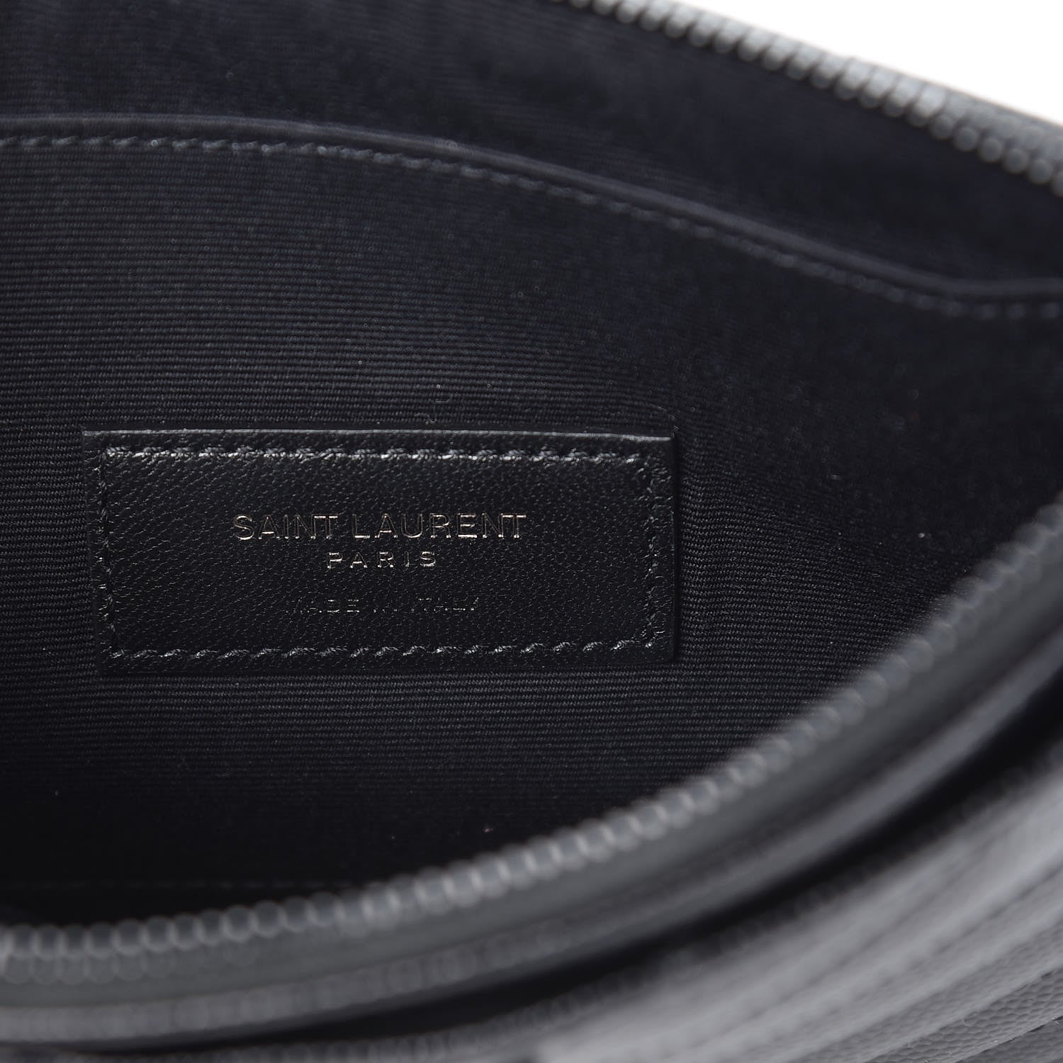 Saint Laurent Grain De Poudre Chevron Monogram Bill Pouch Black 6 of 10