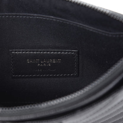 Saint Laurent Grain De Poudre Chevron Monogram Bill Pouch Black 6 of 10