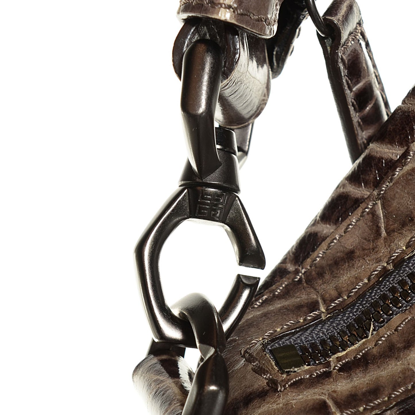 Calfskin Crocodile Embossed Medium Nightingale Washed Black