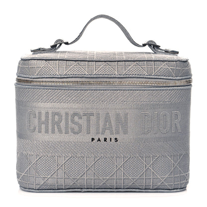 Christian Dior Canvas Embroidered Cannage Diortravel Vanity Case Grey 1 of 9