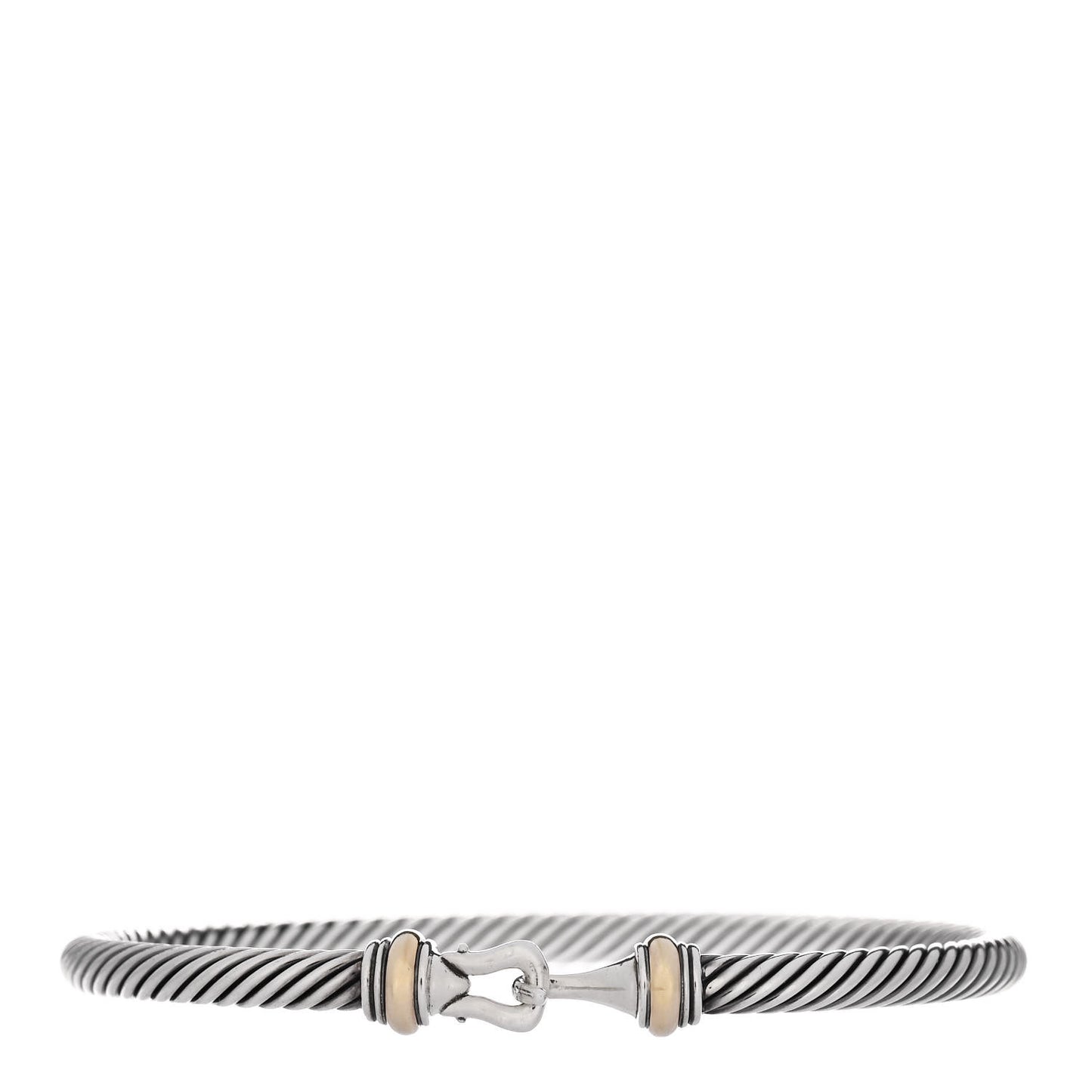 Sterling Silver 18K Yellow Gold 4mm Cable Classic Buckle Bracelet