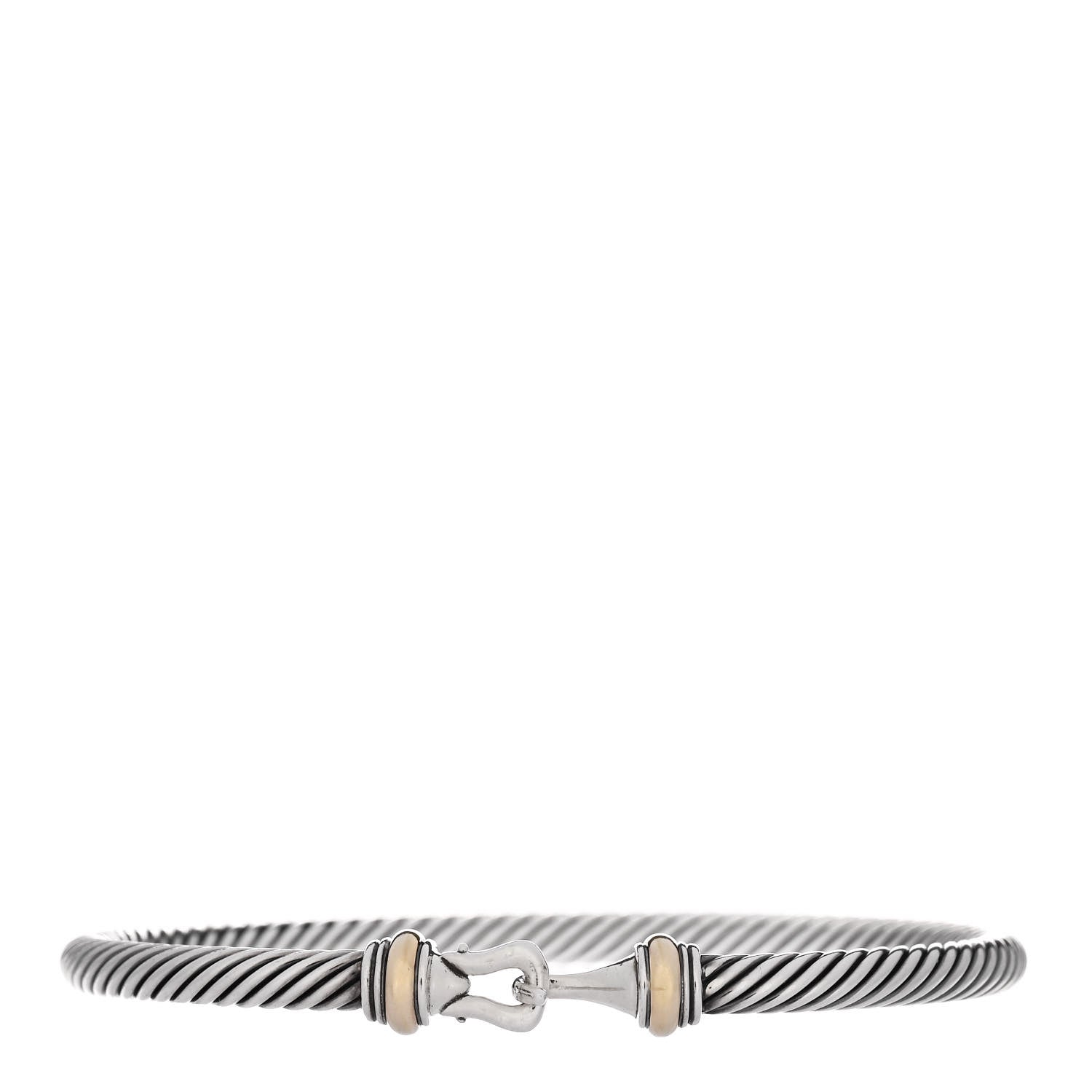 David Yurman Sterling Silver 18K Yellow Gold 4mm Cable Classic Buckle Bracelet 1 of 3