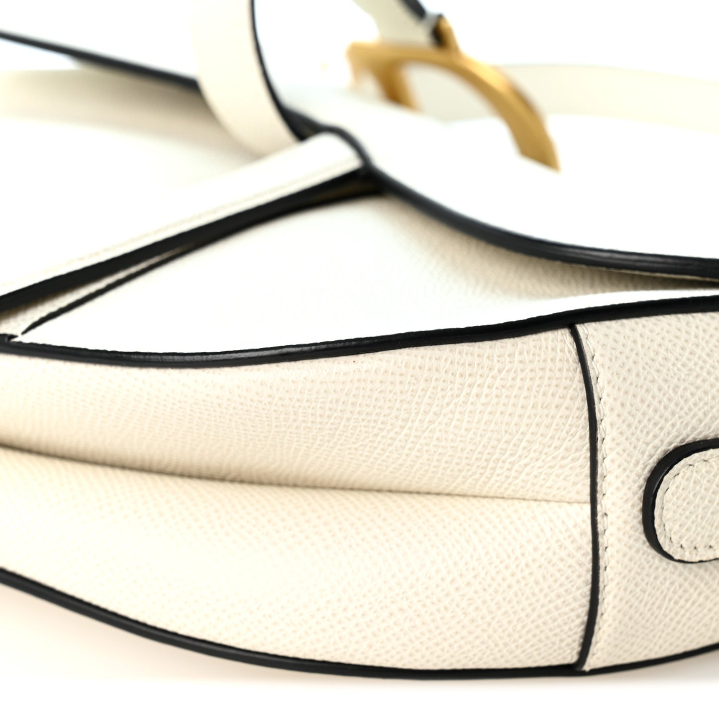 Grained Calfskin Saddle Bag White