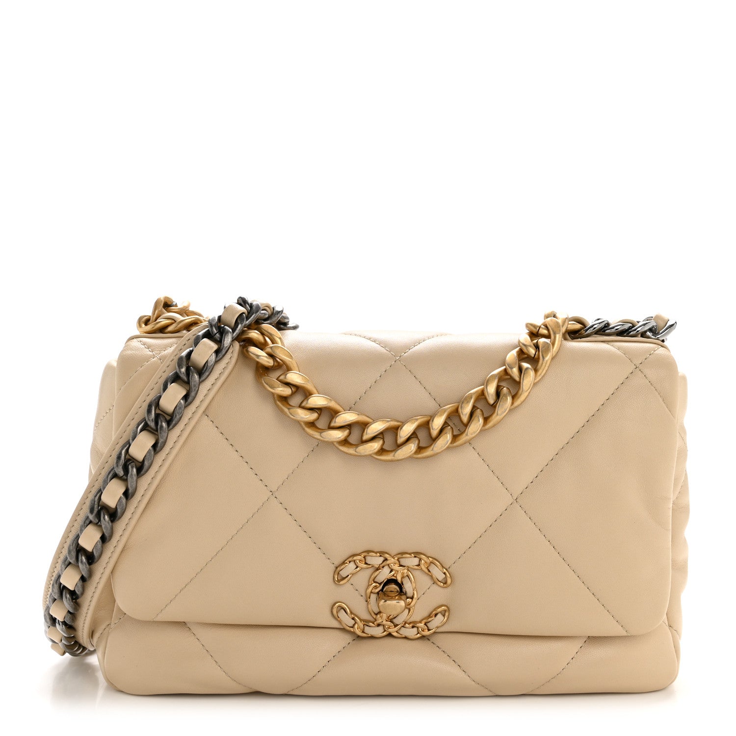 Chanel Lambskin Quilted Medium Chanel 19 Flap Beige 1 of 14