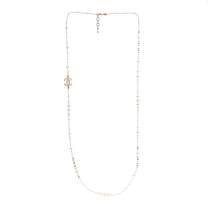 Chanel Pearl Baguette Crystal CC Necklace Gold 2 of 3