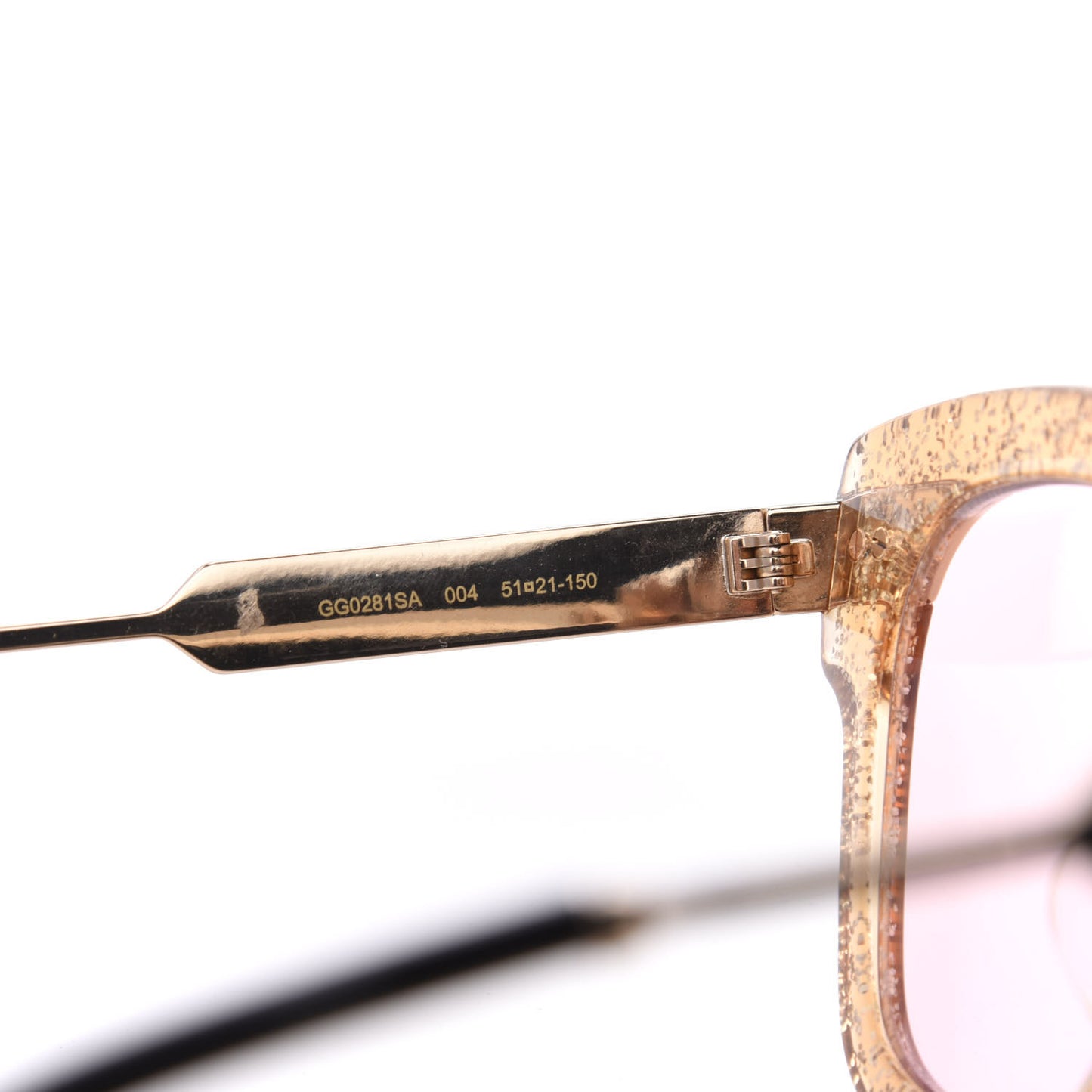 Acetate Square Frame Web Glitter GG0281S Sunglasses Gold