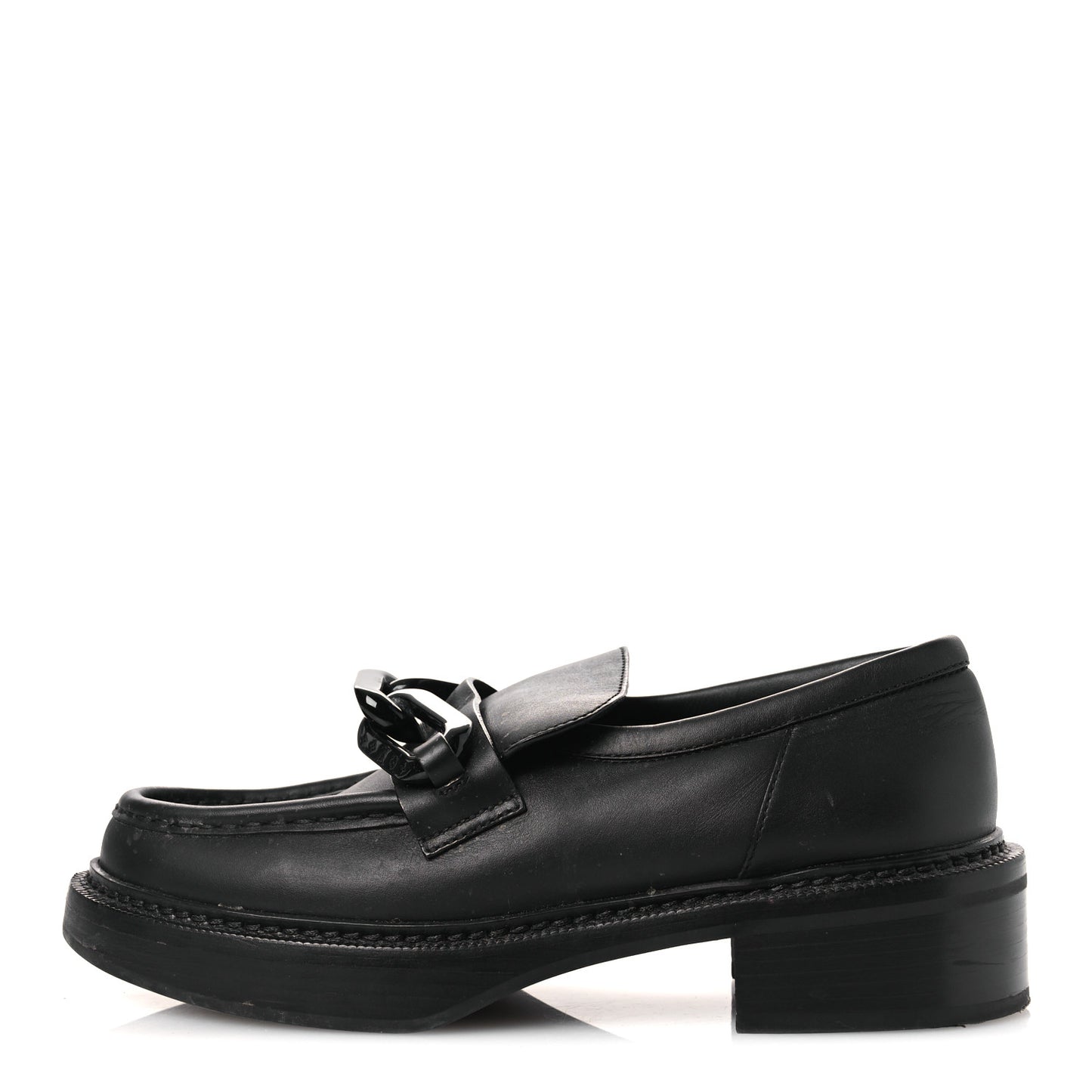Calfskin Oversized Chain Academy Loafers 39 Black
