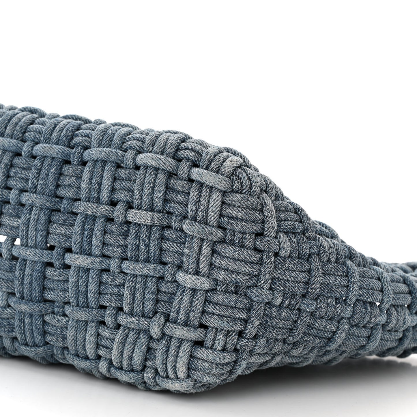 Washed Frayed Denim Braided XS Bistro Basket Blue