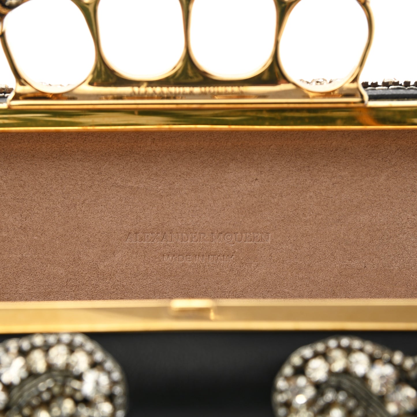 Silk Crystal Knucklebox Clutch Black