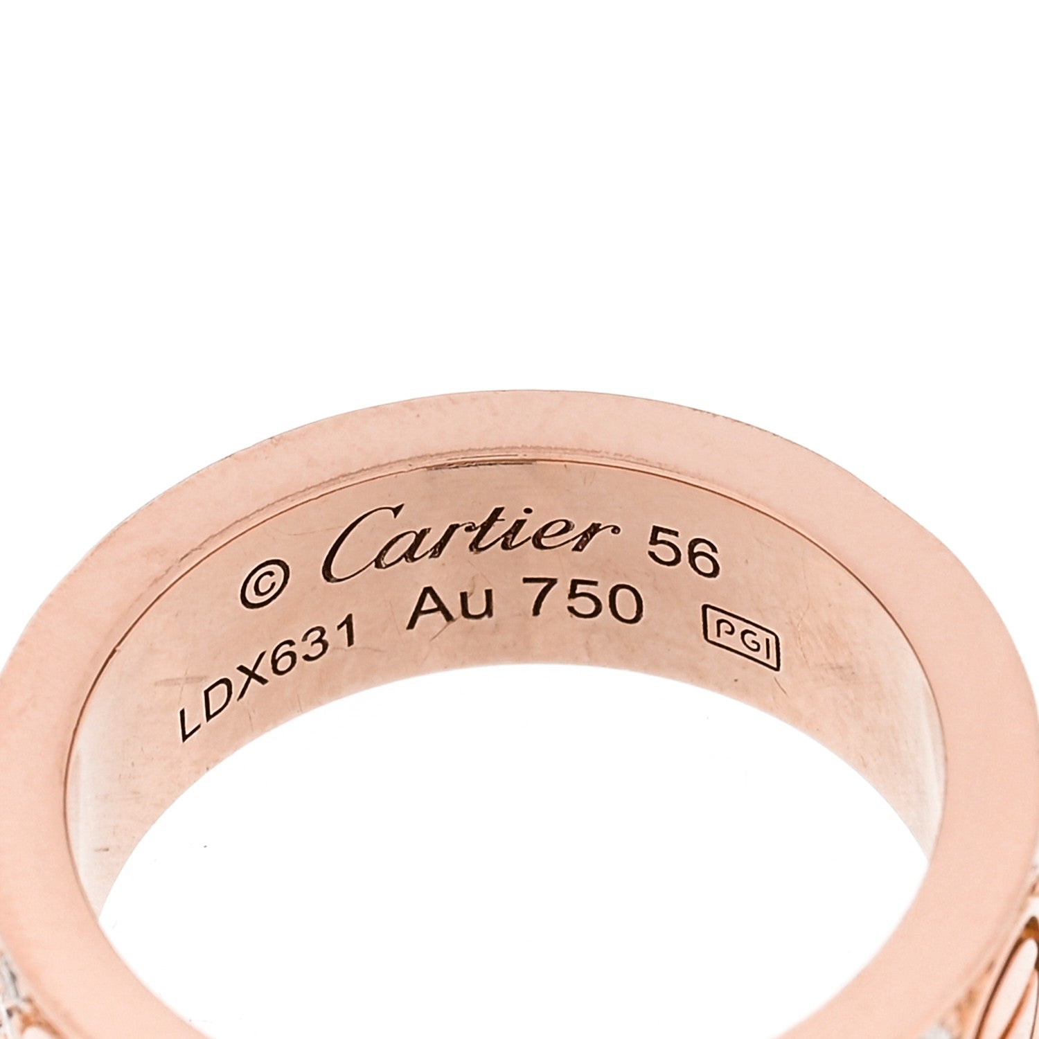 Cartier 18K Pink Gold Diamond 6.5mm LOVE Paved Ring 56 7.75 4 of 4