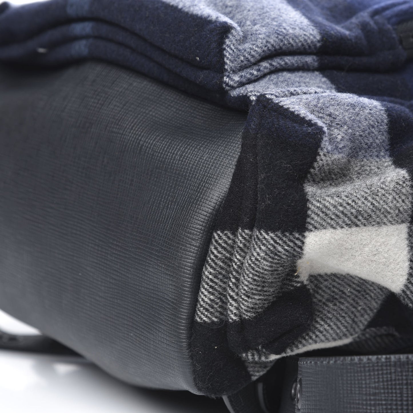 Wool Check Duffle Rucksack Backpack Indigo Blue