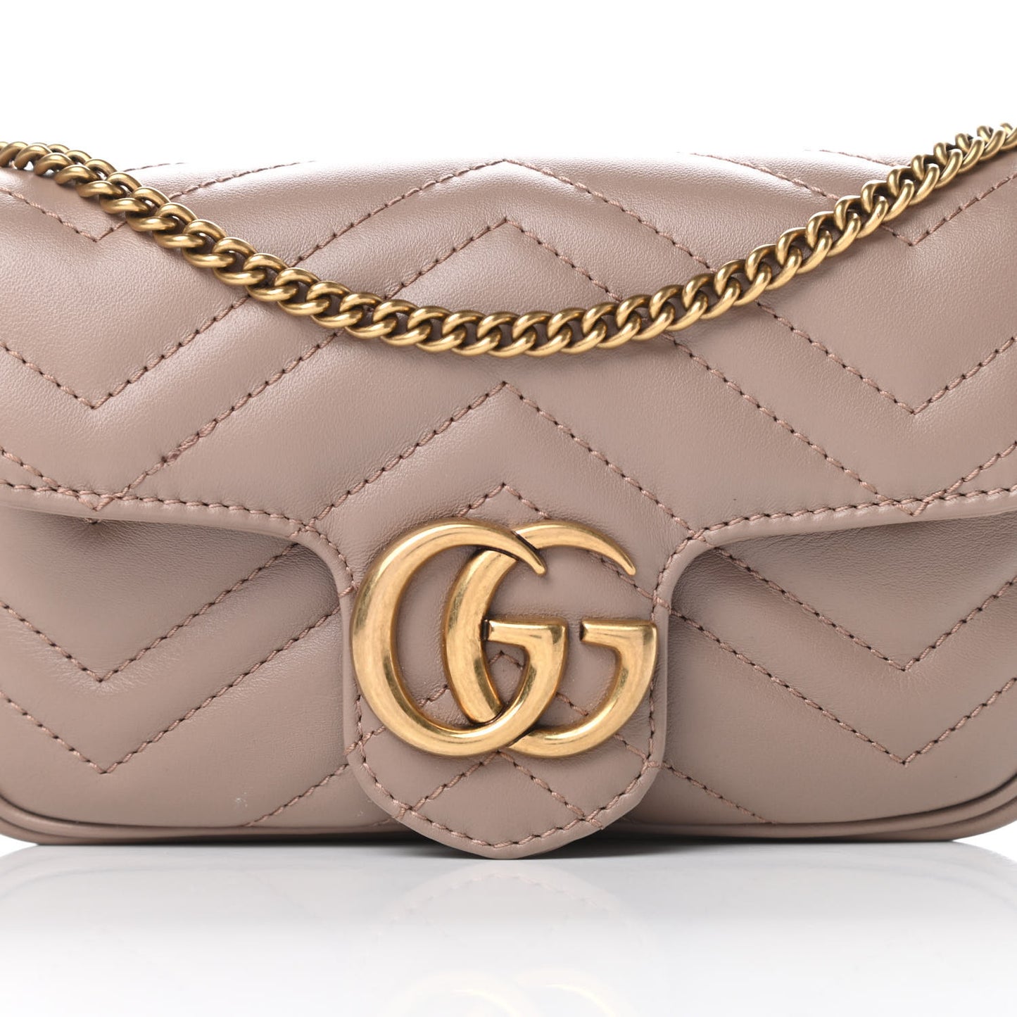 Calfskin Matelasse Super Mini GG Marmont Shoulder Bag Porcelain Rose