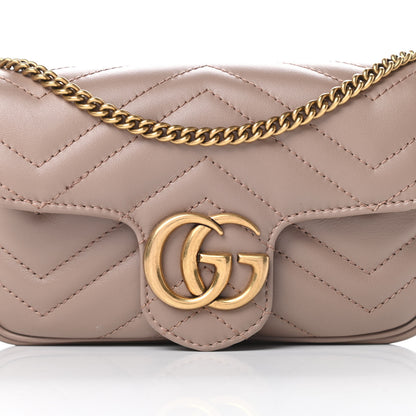 Gucci Calfskin Matelasse Super Mini GG Marmont Shoulder Bag Porcelain Rose 8 of 11