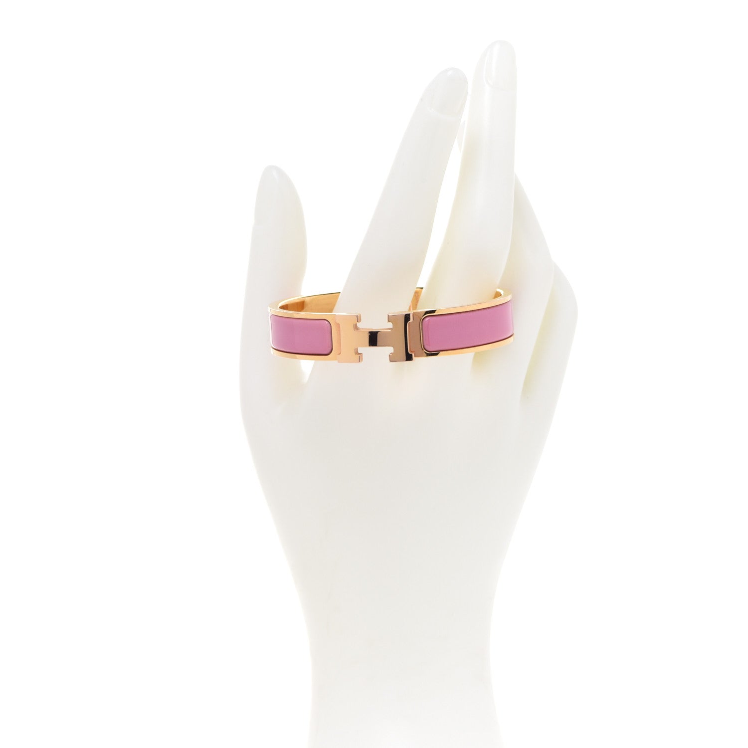 Hermes Enamel Narrow Clic Clac H Bracelet PM Bois De Rose 2 of 6