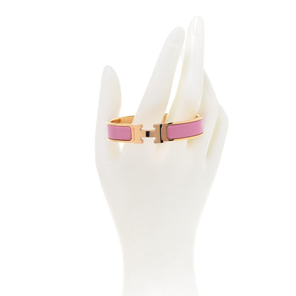 Hermes Enamel Narrow Clic Clac H Bracelet PM Bois De Rose 2 of 6