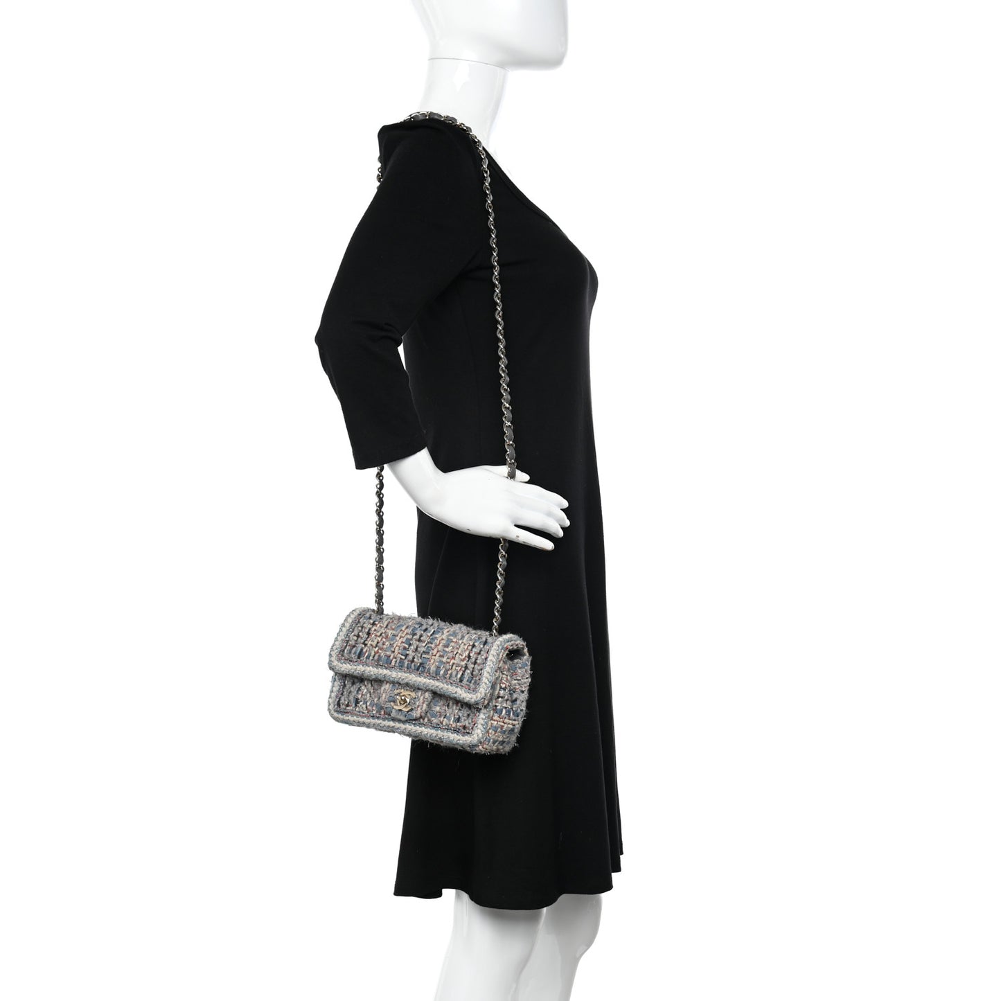 Tweed Braided Mini Rectangular Flap Multicolor