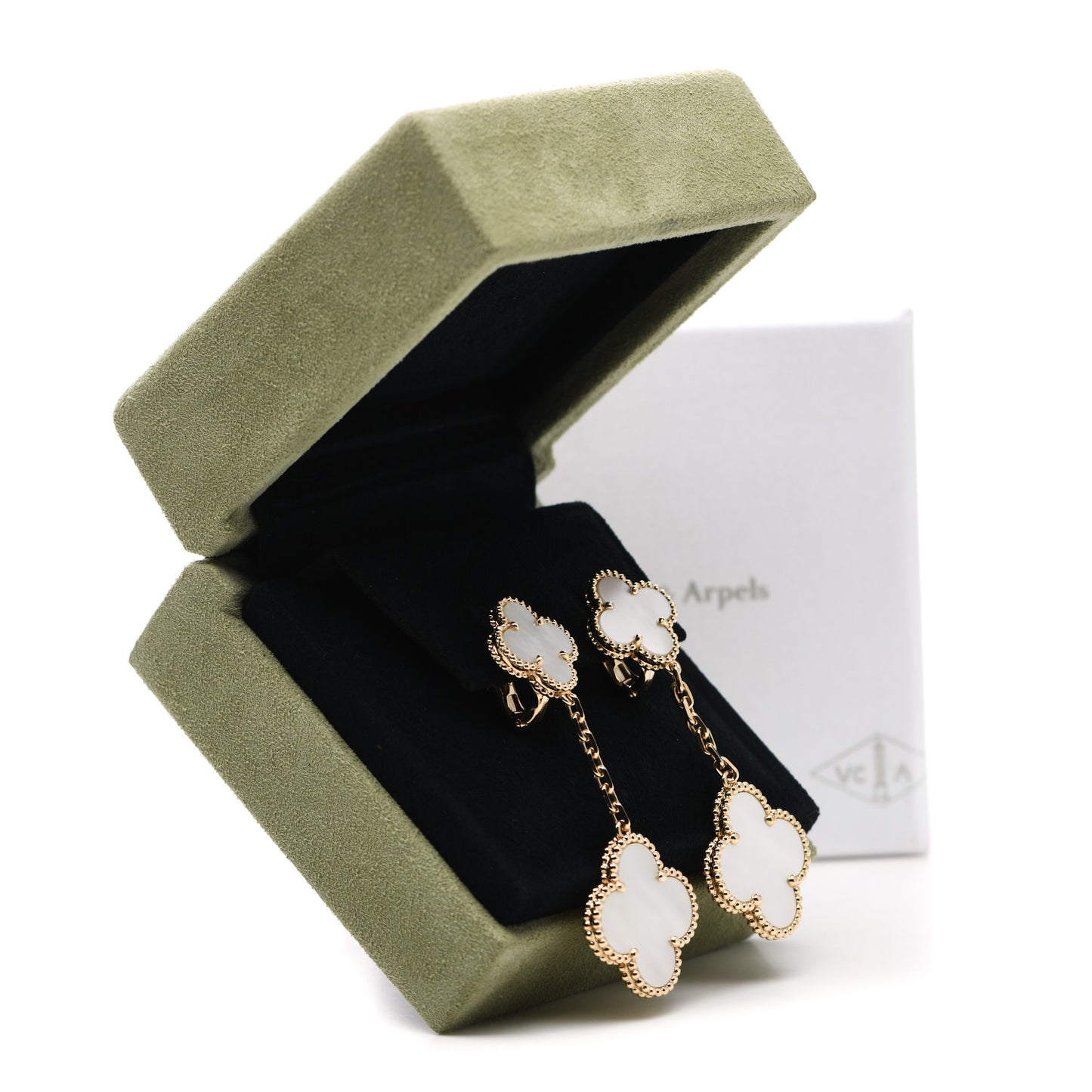 18K Yellow Gold Mother of Pearl Magic Alhambra 2 Motifs Clip-On Earrings
