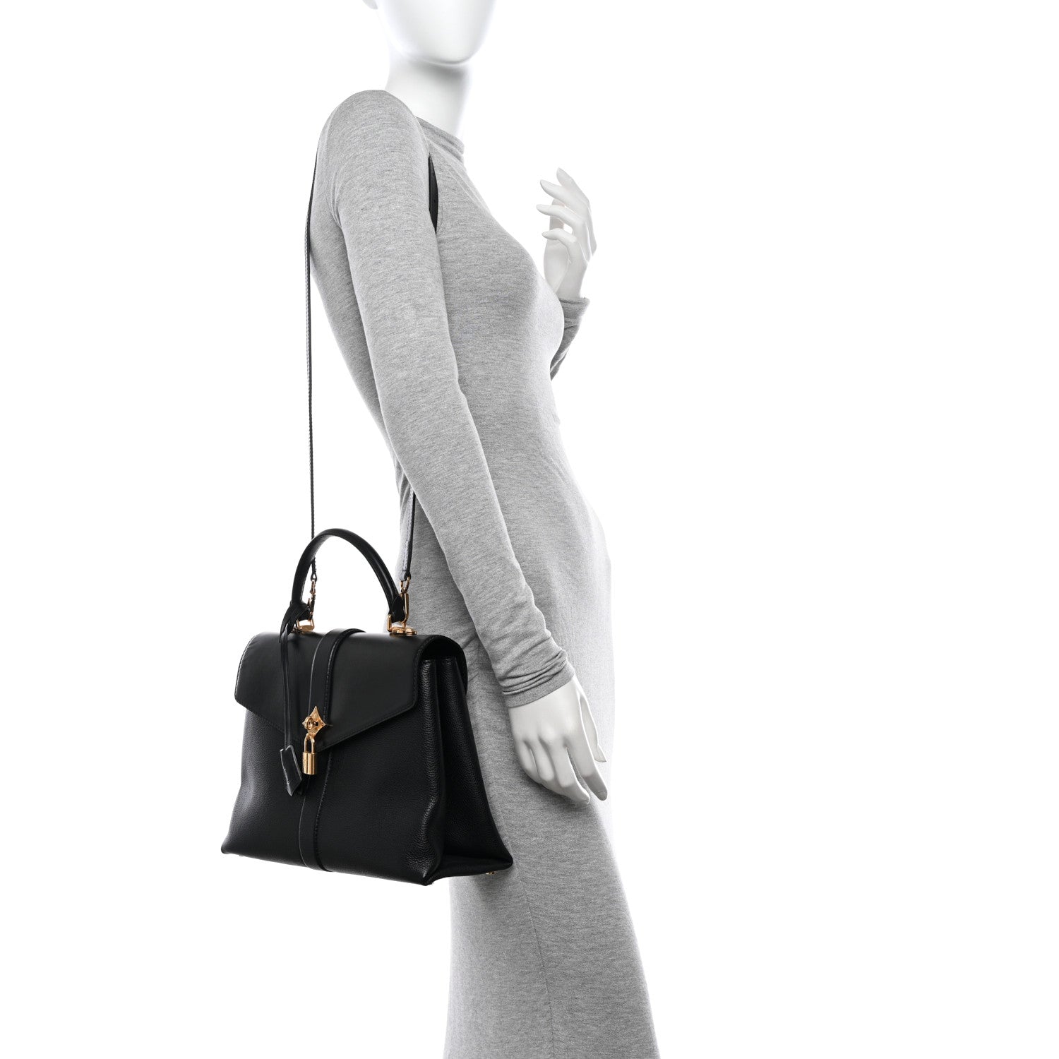 Louis Vuitton Grained Smooth Calfskin Rose Des Vents MM Black 2 of 11