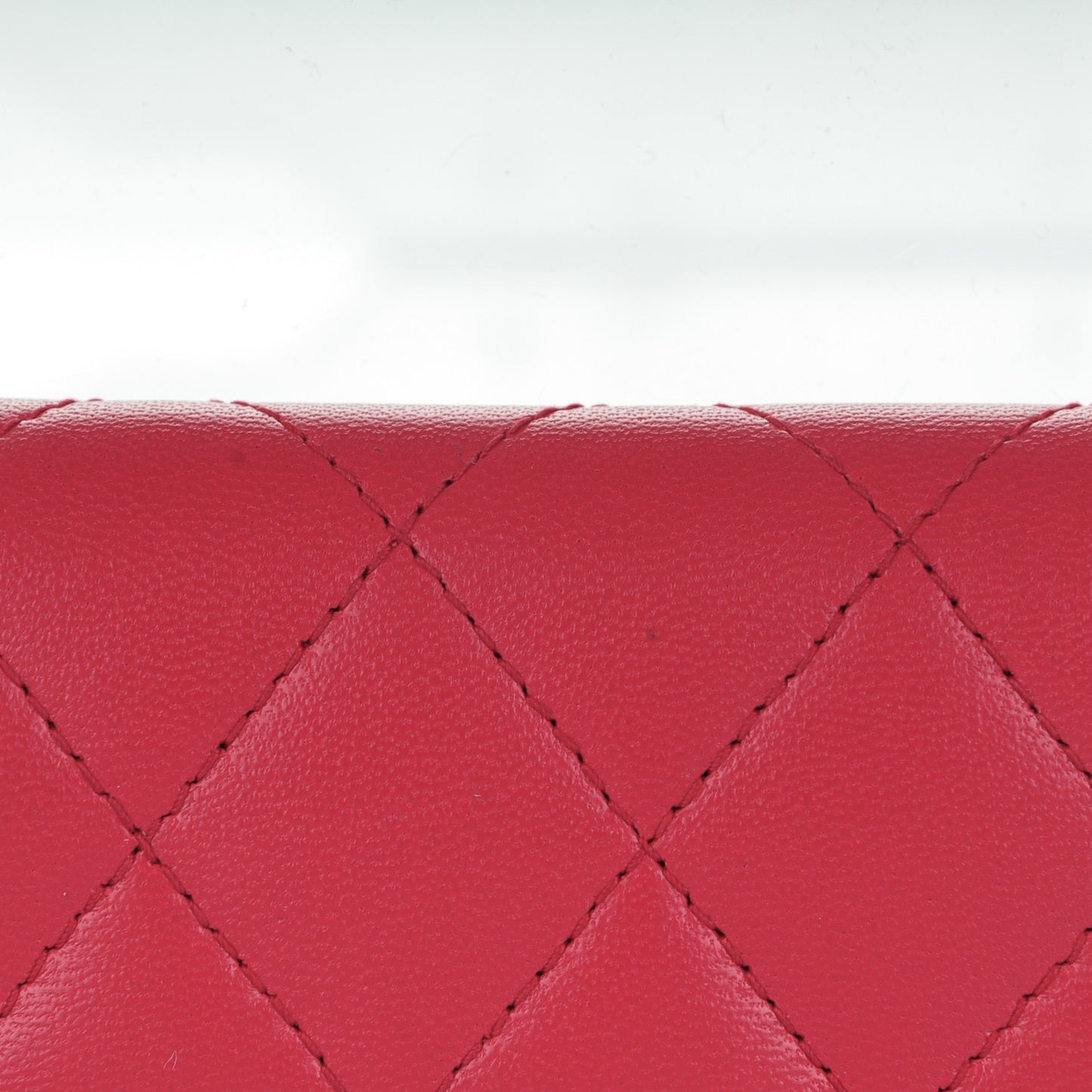 Lambskin Quilted Flap Card Holder Dark Pink