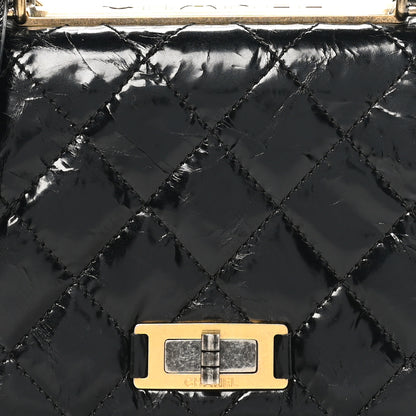 Chanel Glazed Crumpled Calfskin Quilted Mini Rita Top Handle Flap Black 8 of 11