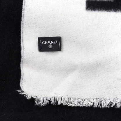 Chanel Cashmere CC Scarf Black White 3 of 3