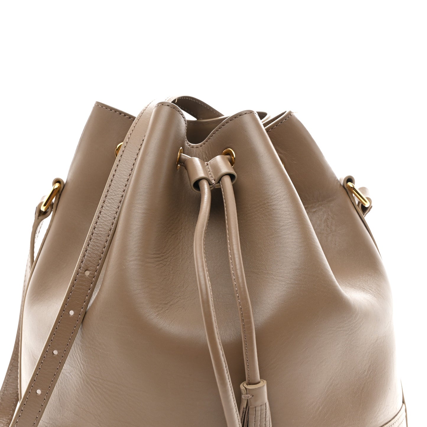 Calfskin Cecilia Bucket Bag Beige