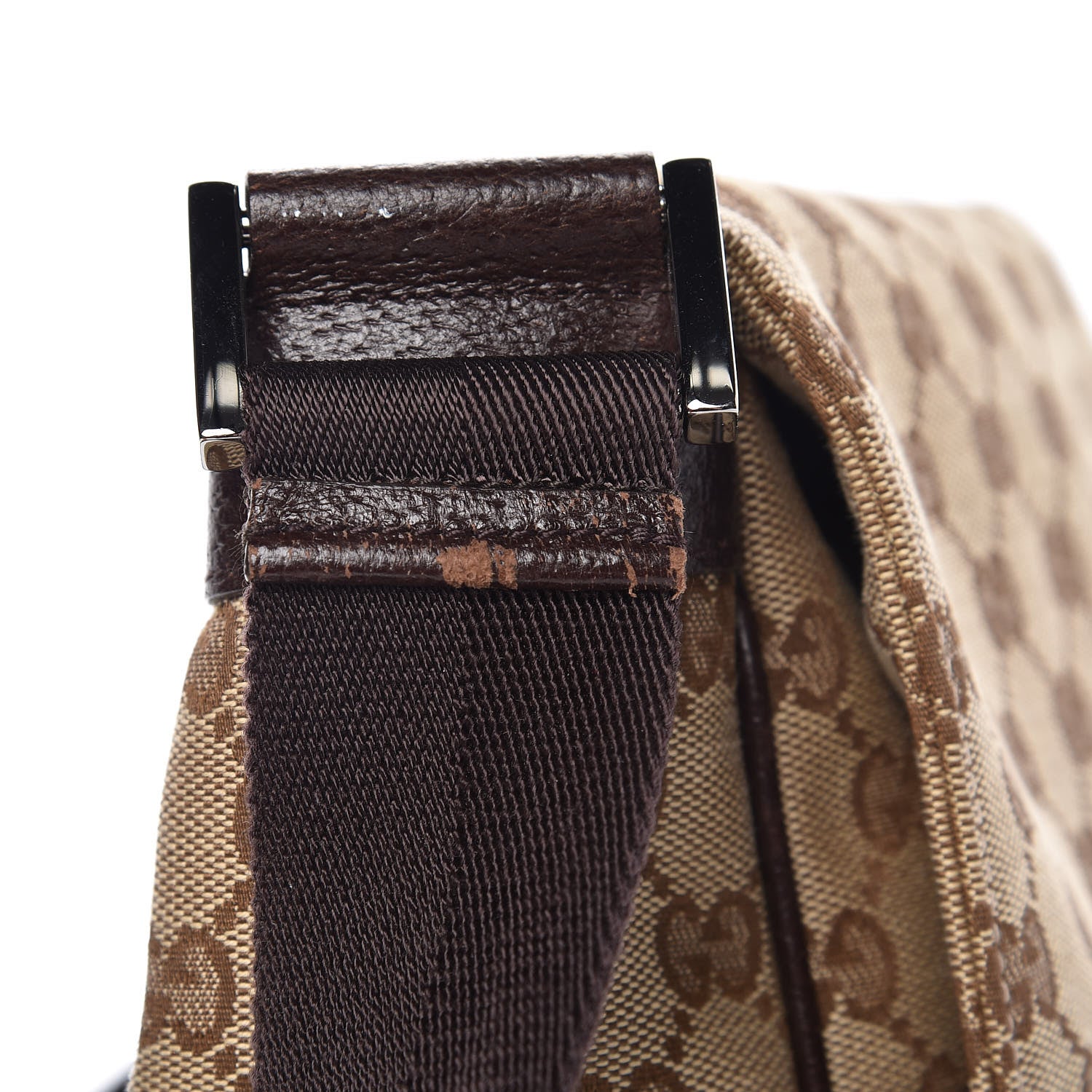 Gucci Monogram Small Flap Messenger Bag Beige Dark Brown 10 of 11