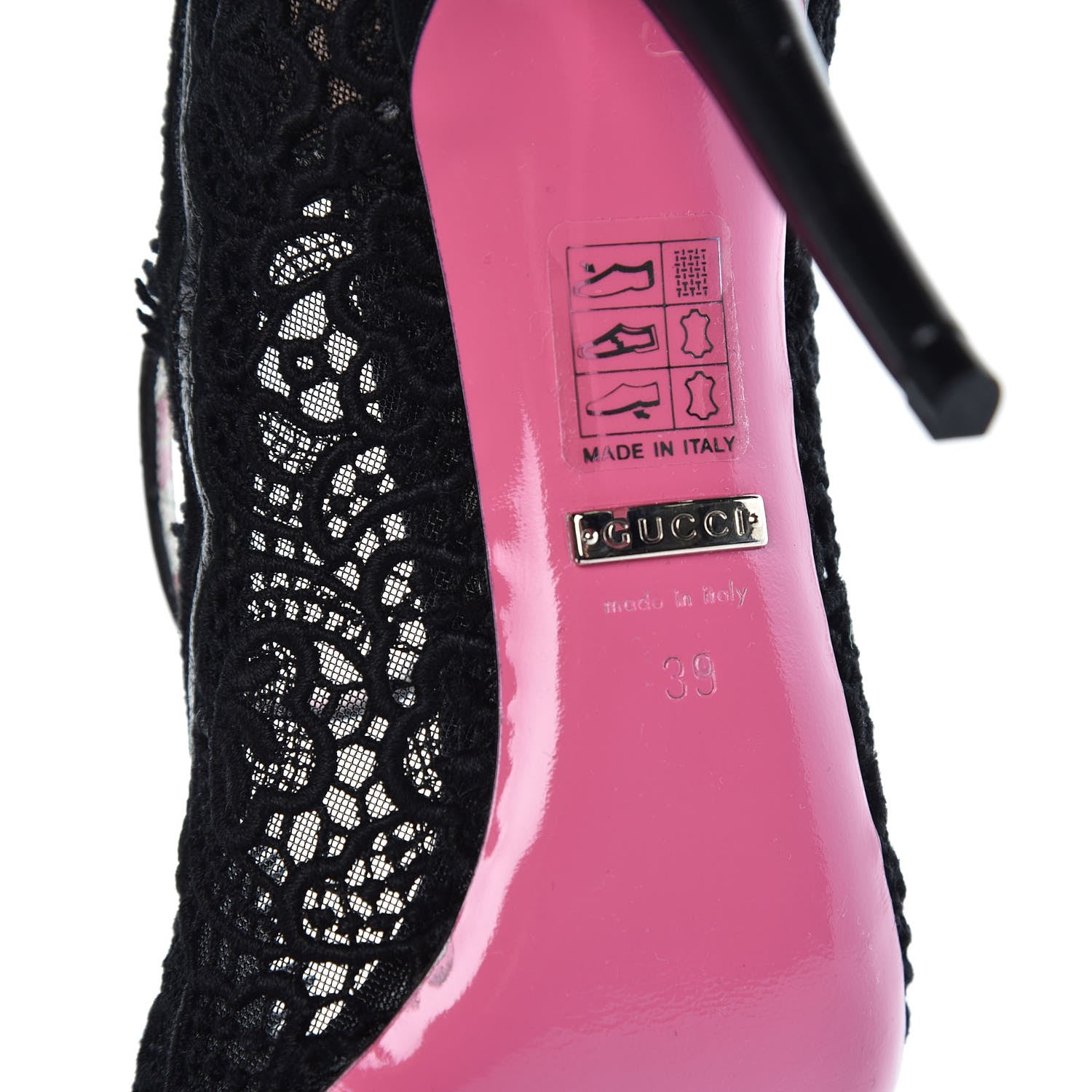 Gucci Lace Pizzo Venice Pumps 39 Black 6 of 9