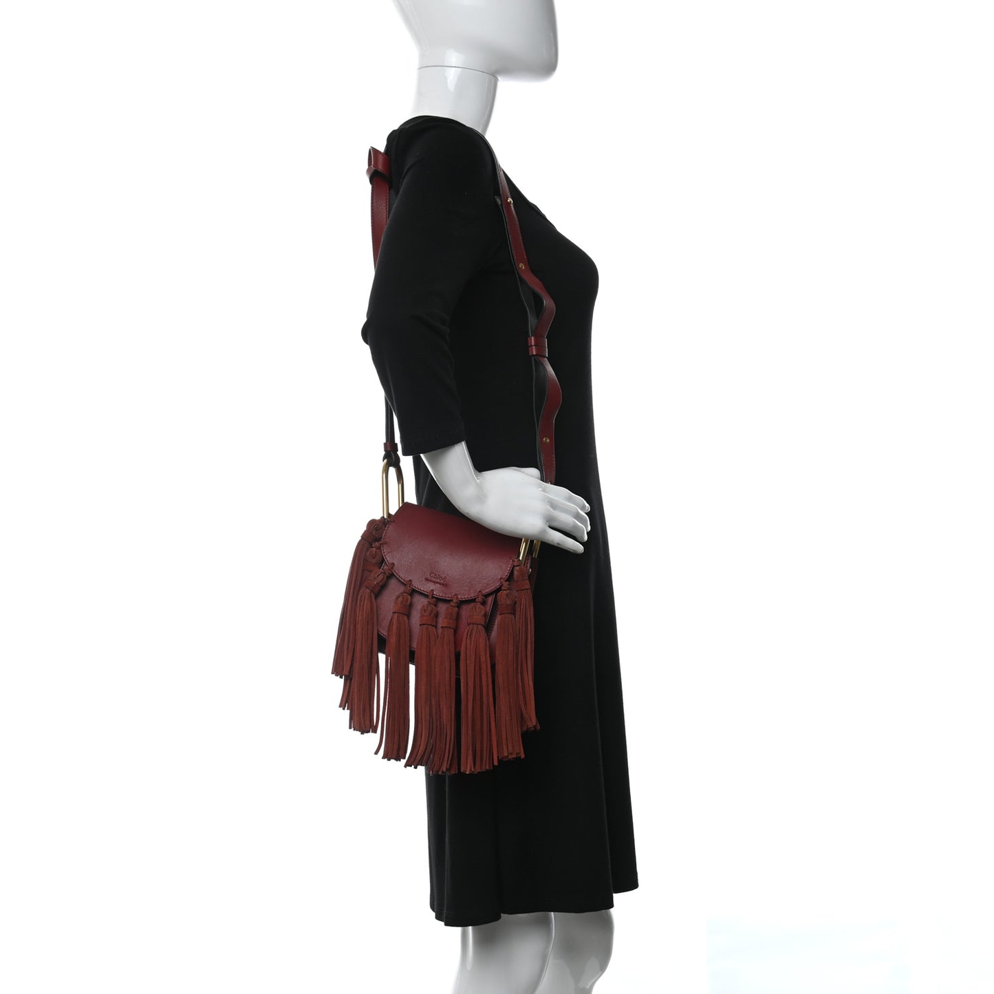 Calfskin Mini Hudson Fringe Shoulder Bag Red