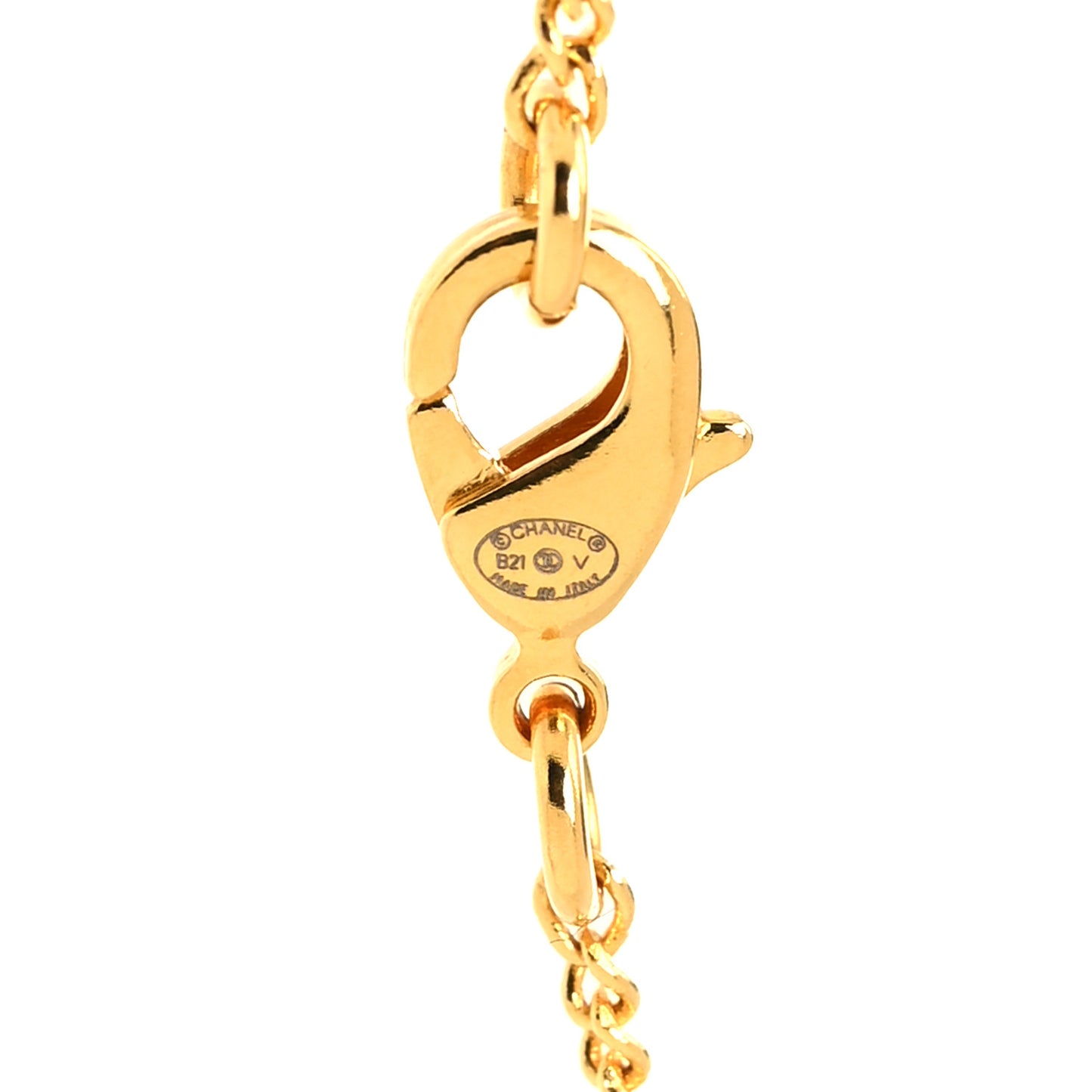 Metal CC Paris Button Necklace Gold