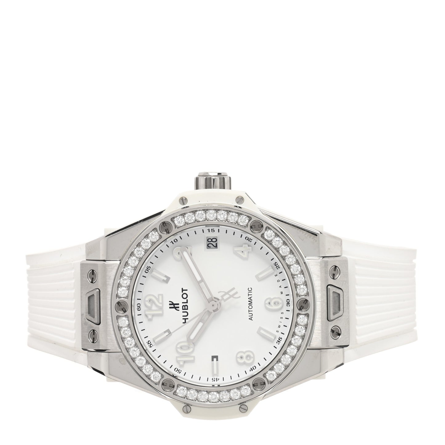 Stainless Steel Rubber Diamond Bezel 39mm Big Bang Automatic Watch White 465.SE.2010.RW.1204