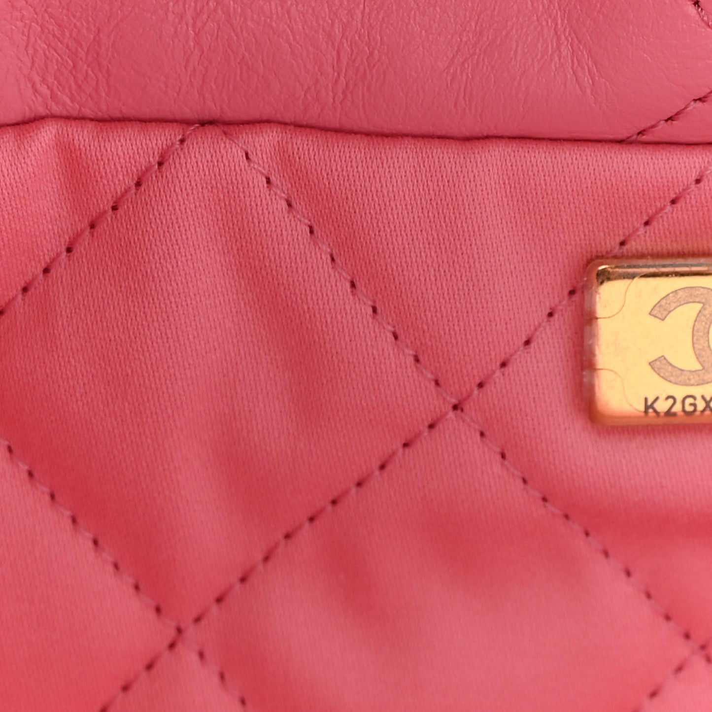 Shiny Calfskin Quilted Chanel 22 Drawstring Bag Light Pink