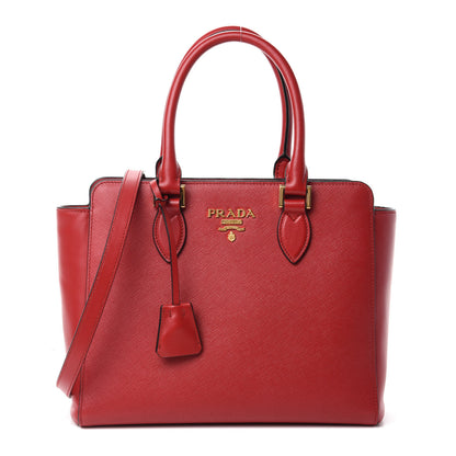 Prada Saffiano Soft Calfskin Small Zippered Tote Fuoco 1 of 10