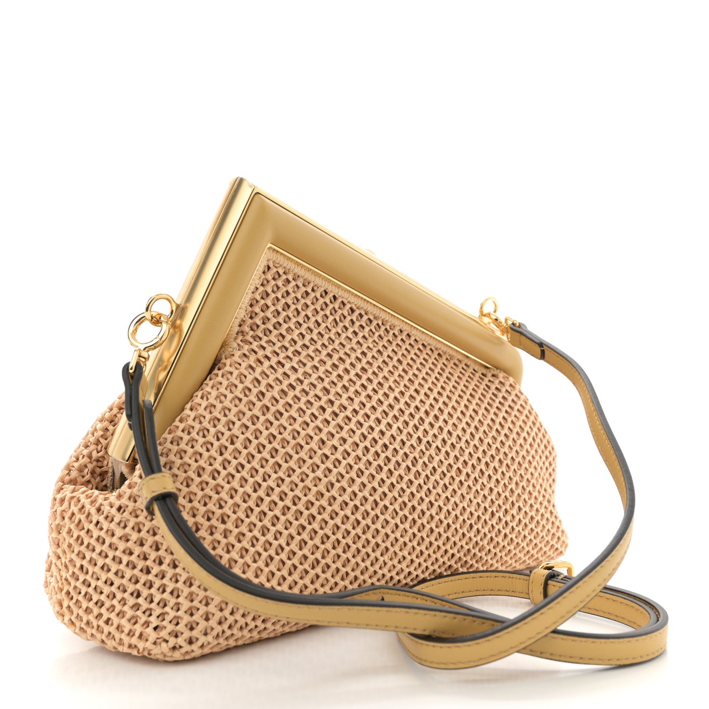 Raffia Nappa Macrame Small Fendi First Natural Sahara