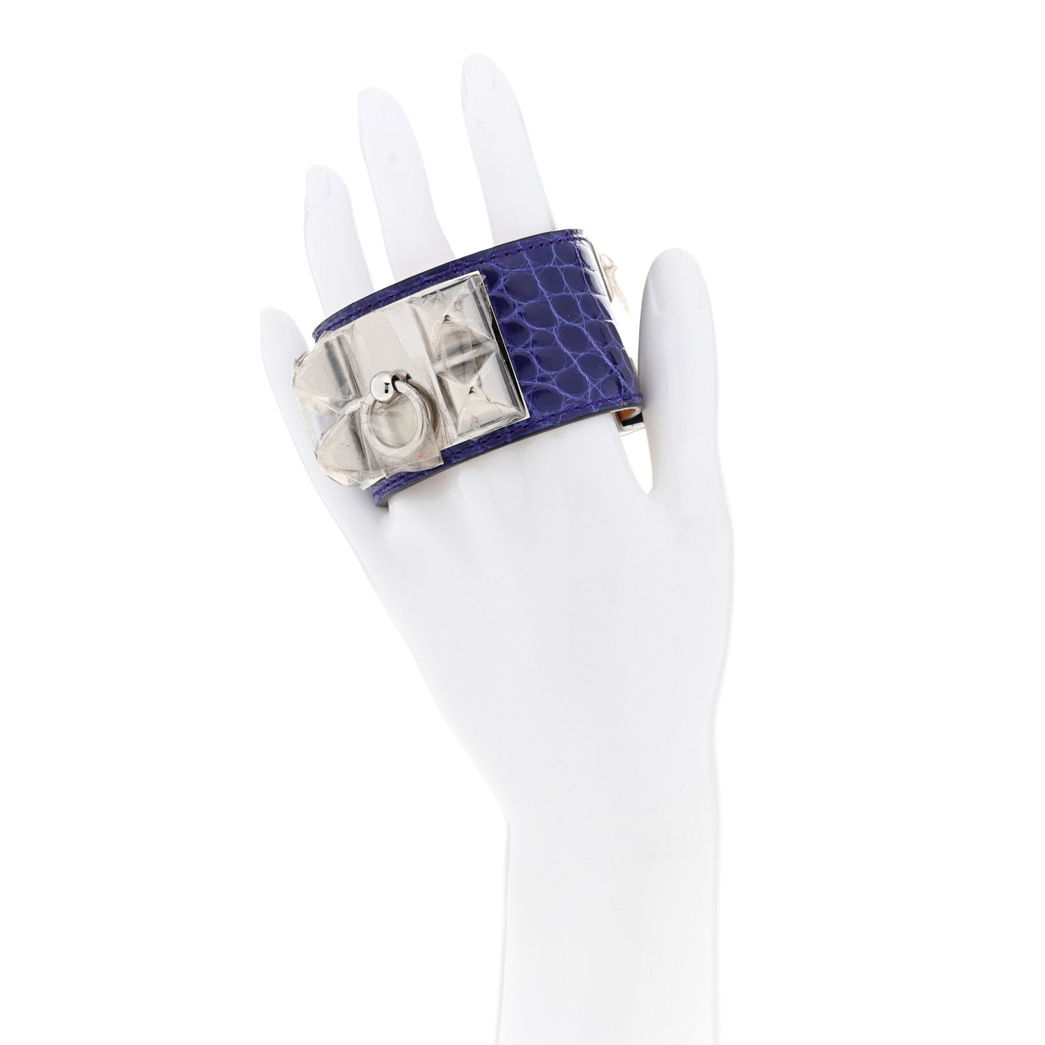 Hermes Shiny Alligator Collier De Chien CDC Bracelet S Bleu Electrique 2 of 8