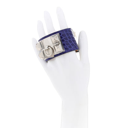 Hermes Shiny Alligator Collier De Chien CDC Bracelet S Bleu Electrique 2 of 8