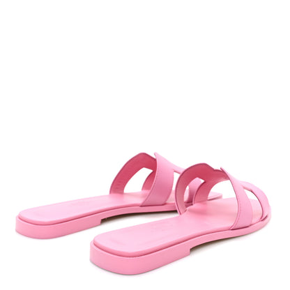 Hermes Box Calfskin Oran Sandals 37.5 Rose Petale 5 of 9