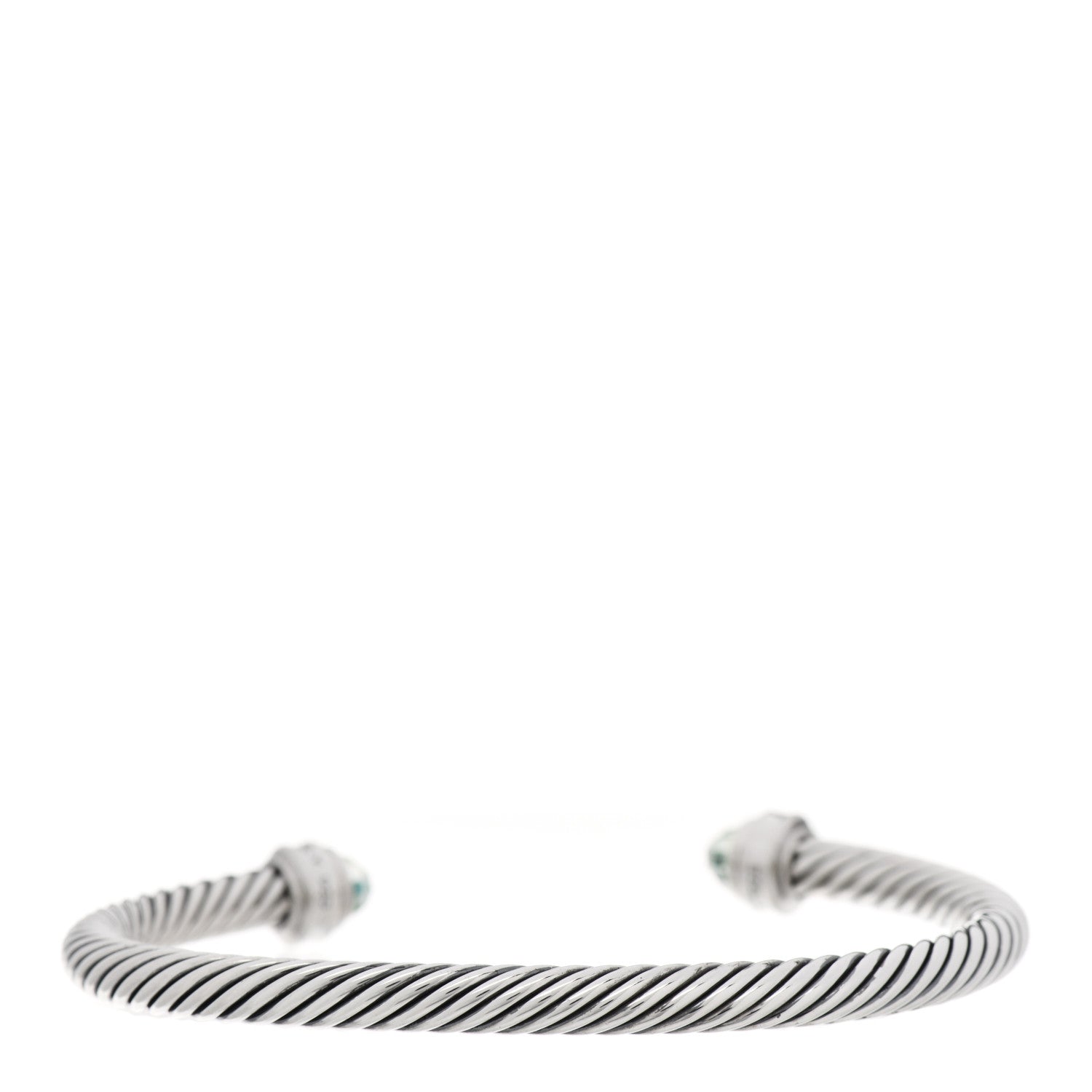 David Yurman Sterling Silver Diamond Prasiolite 5mm Cable Classics Princess Bracelet 2 of 3