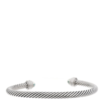 David Yurman Sterling Silver Diamond Prasiolite 5mm Cable Classics Princess Bracelet 2 of 3
