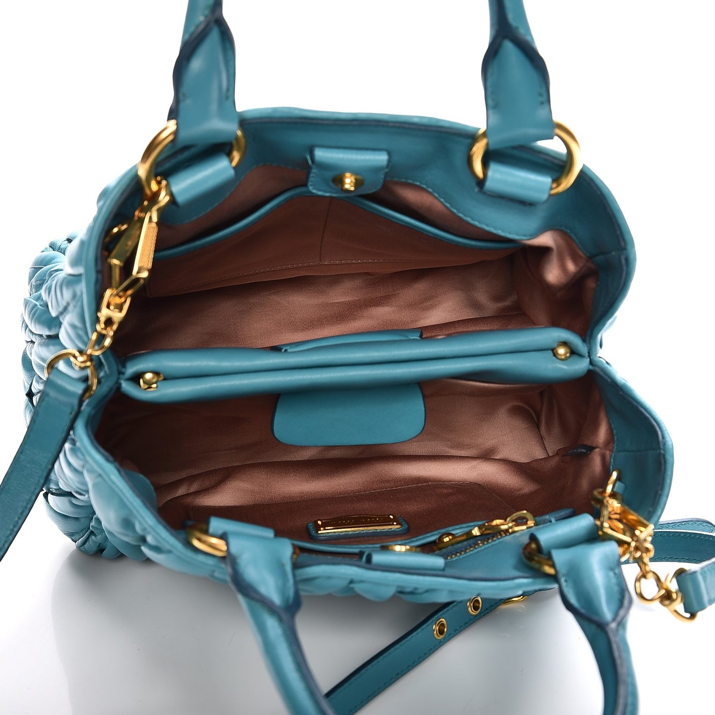 Nappa Matelasse Tote Turchese