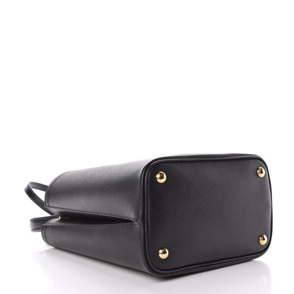 Prada Saffiano Cuir Medium Panier Bucket Bag Black Fuoco 4 of 9