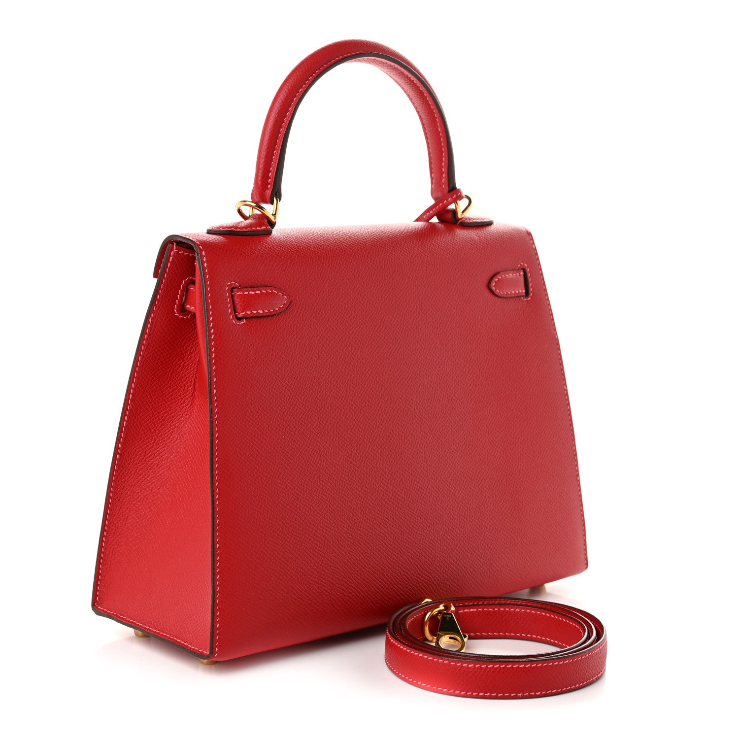 Hermes Epsom Horseshoe Kelly Sellier 25 Rouge Casaque Rose Lipstick 3 of 11
