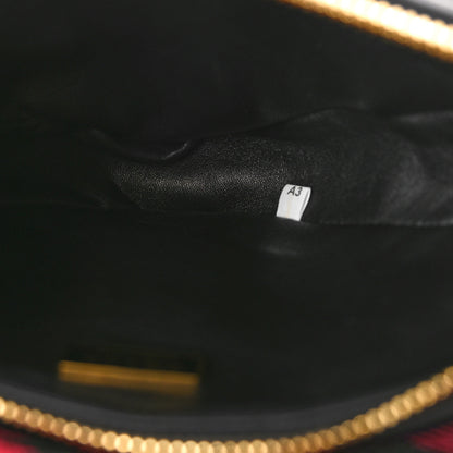 Prada Jacquard Calfskin Triangolo Symbole Embroidered Mini Triangle Double Bag Black Ciliegia 6 of 9