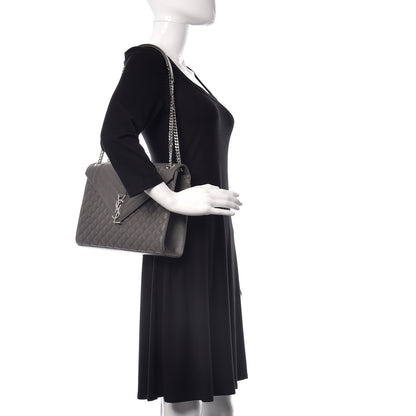 Saint Laurent Grain De Poudre Textured Mixed Matelasse Large Triquilt Monogram Satchel Earth 2 of 11