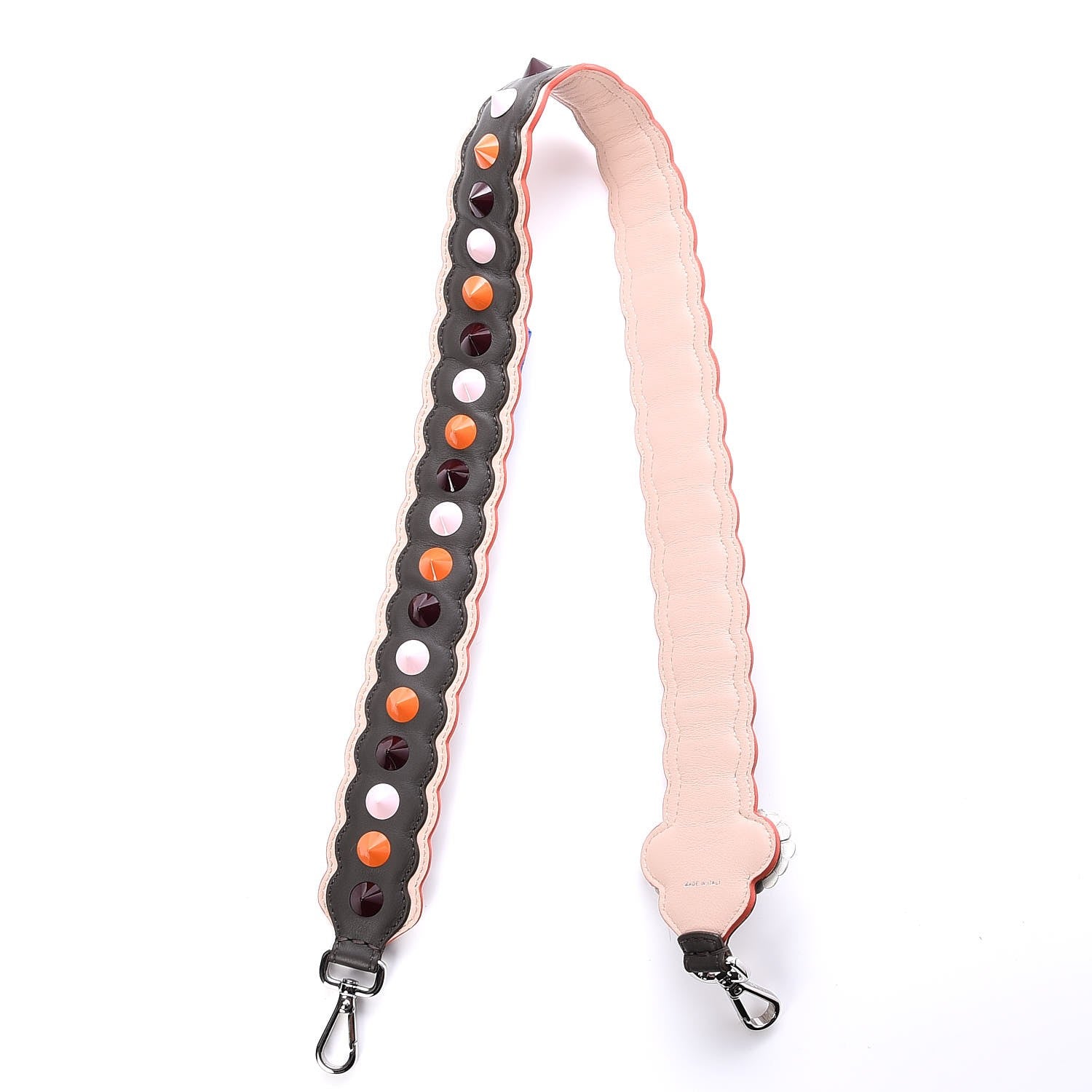 Fendi Vitello Dolce Nappa Hypnoteyes Bi-Color Scalloped Spike Studded Strap You Carbone Plaster White Multicolor 6 of 6