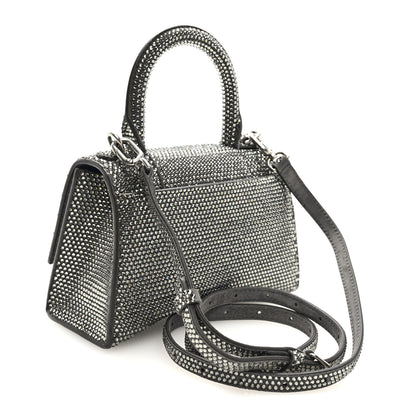 Balenciaga Strass Suede Hourglass Top Handle Bag XS Smoke Grey Crystal 3 of 9
