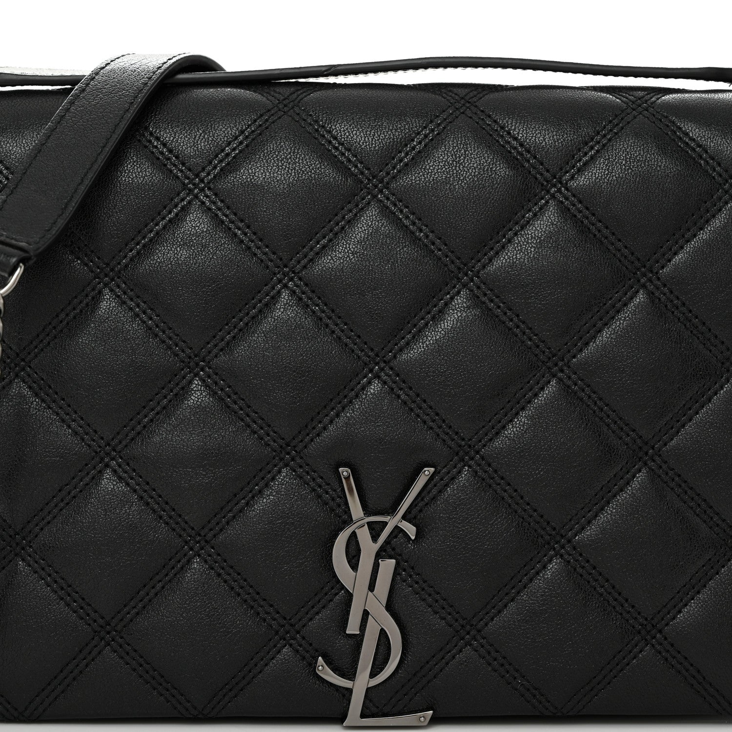 Saint Laurent Lambskin Diamond Quilted Becky Chain Wallet Black 7 of 10