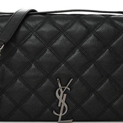 Saint Laurent Lambskin Diamond Quilted Becky Chain Wallet Black 7 of 10