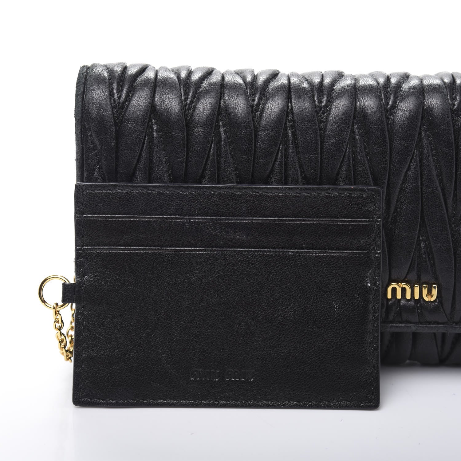 Miu Miu Nappa Matelasse Flap Wallet Black 13 of 13